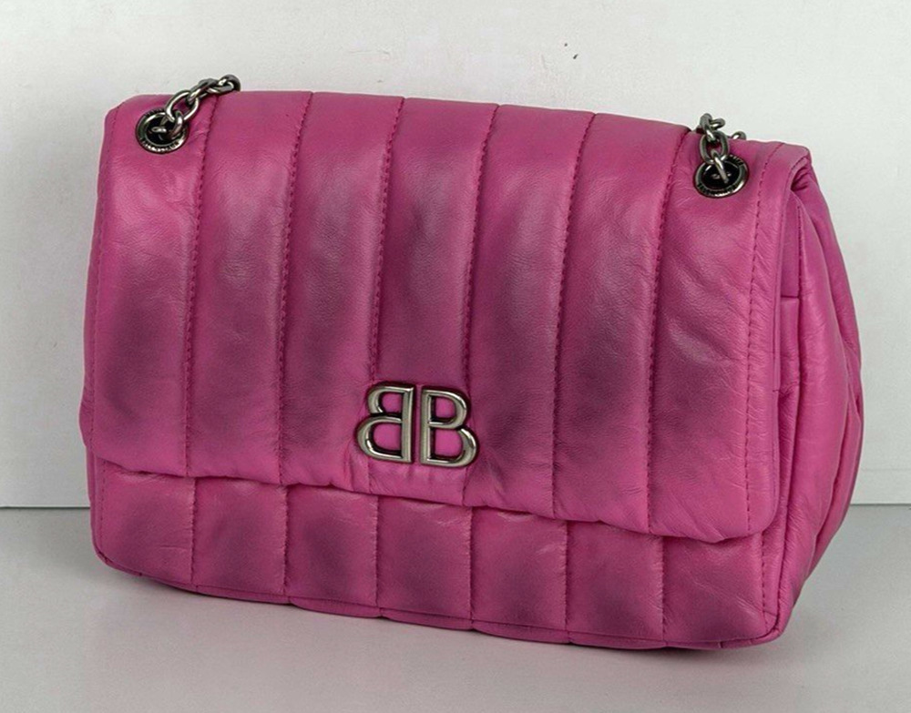 Balenciaga Monaco Mini Bag in Pink Quilted leather Silver HW E6